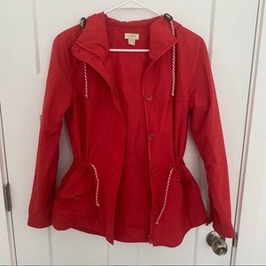 Red J.CREW rain jacket